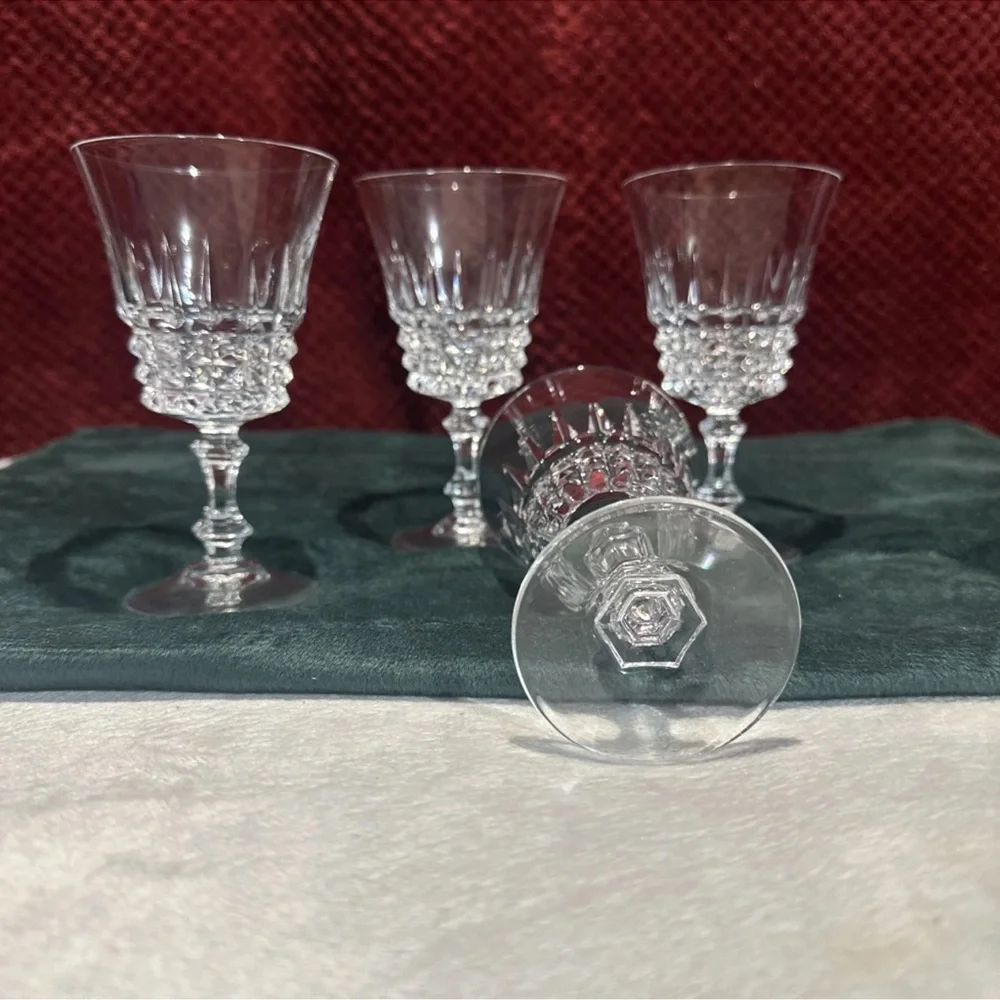 CRISTAL D'ARQUES 4 Crystal Wine Glass Tuilleries Villandry Durand VTG 5.25x3